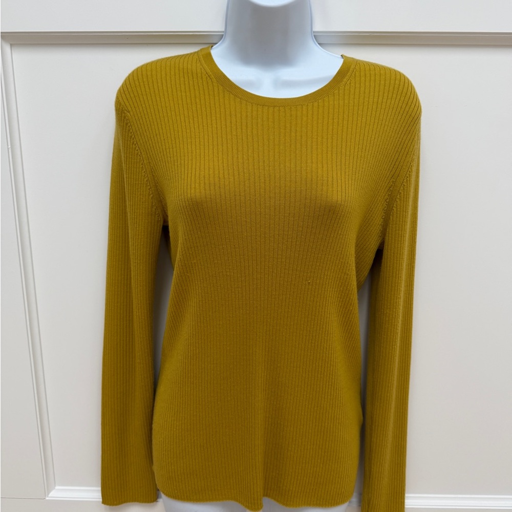 Theory Mustard Long Sleeve Ribbed Top